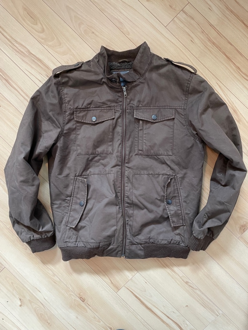 Old Navy Men’s Sz L Brown Military-Style Field Bomber Jacket